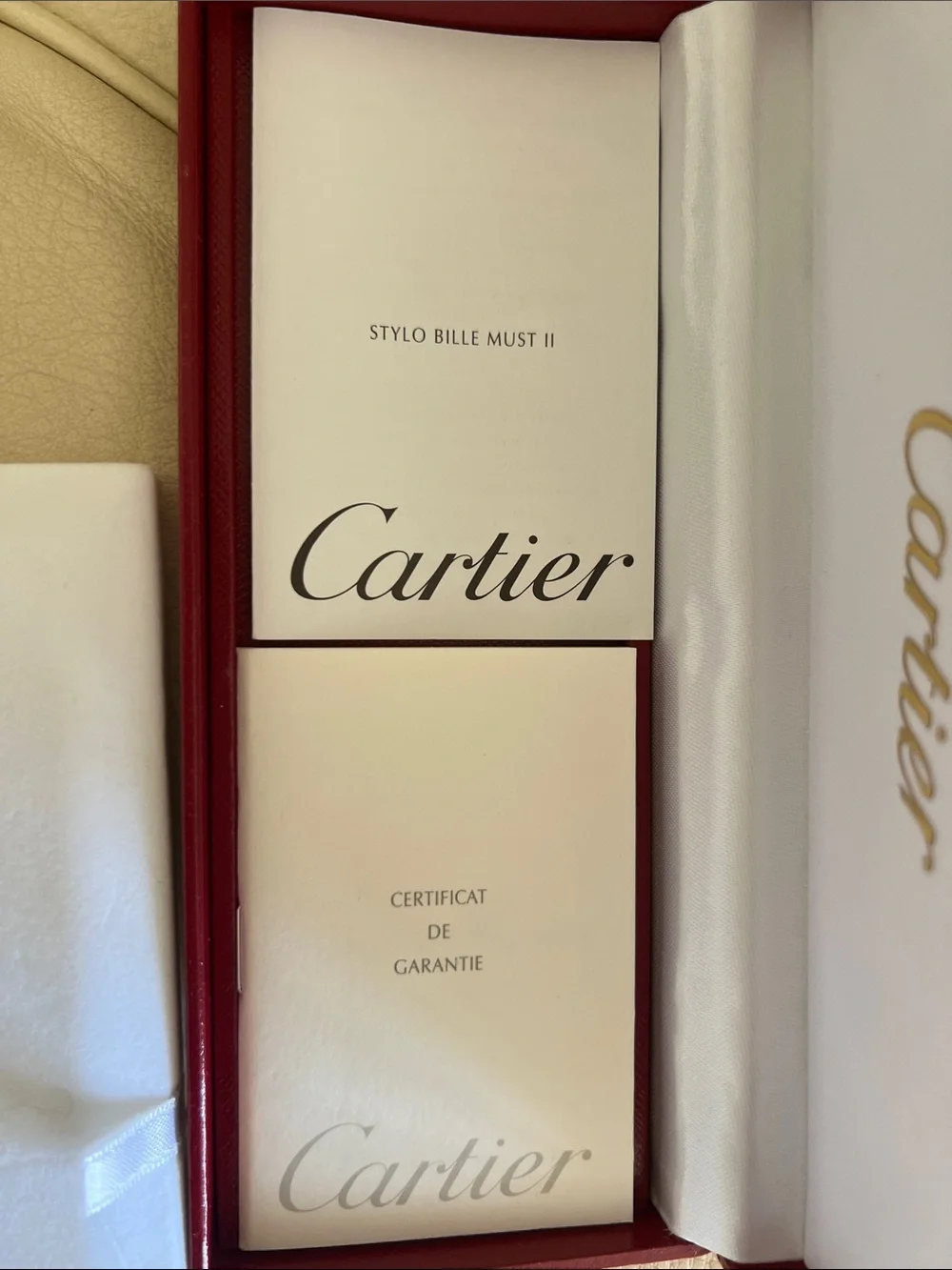 Cartier Silver Stainless Steel Ballpoint Pen in Red Case